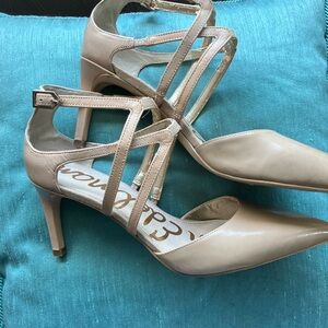 SEXY Sam Edelman, Nude Beige, Strappy Ankle Wrap, Stiletto Heels Womens Size 7.